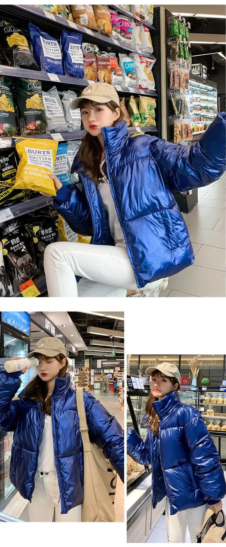 New Arrival Fashion Women Winter Glossy Parka Warm Thicken Ladies Coat Short Stand Collar Coats Parka Womens Jackets