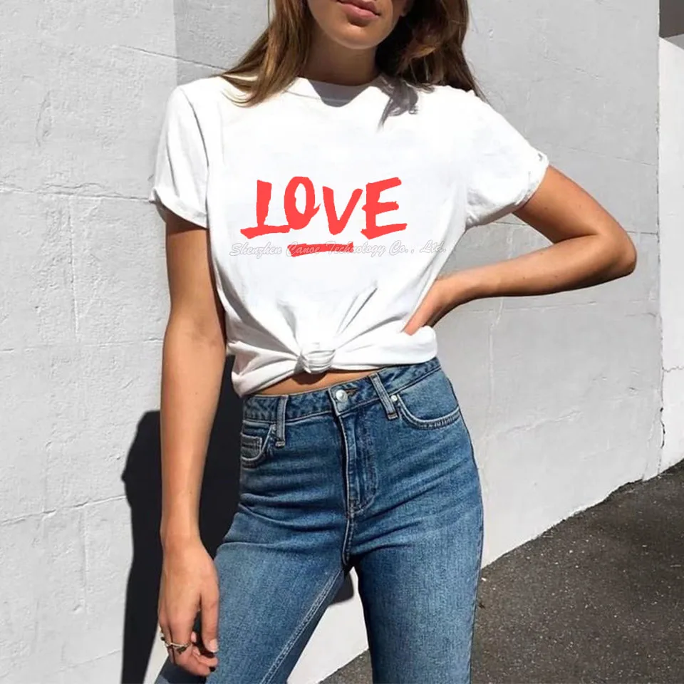 Женская футболка с буквенным принтом белая Повседневная в стиле Харадзюку лето