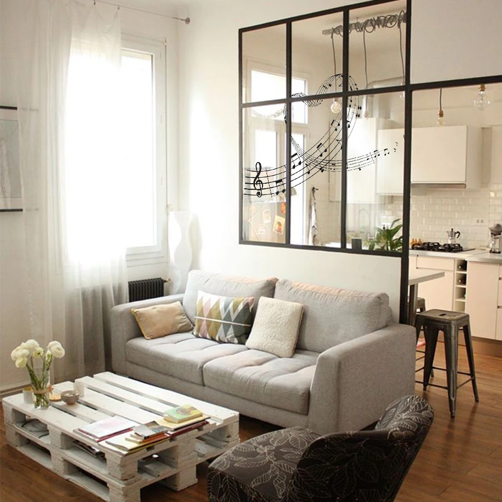 Настенные Стикеры для комнатной комнаты обои музыкальные ноты любовь сердце