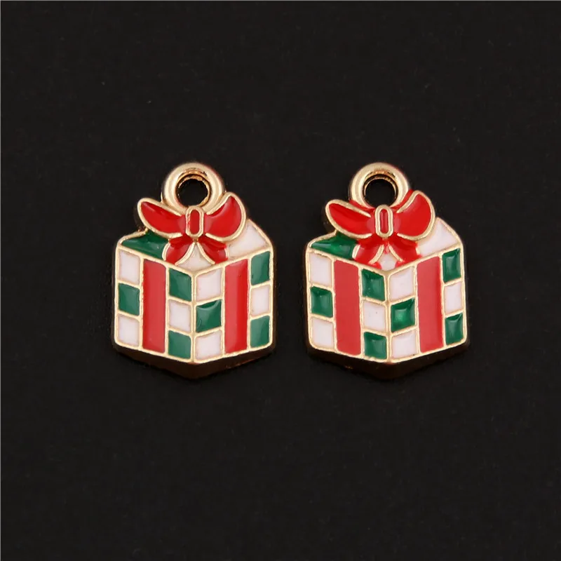 Золотого тона на рождественский подарок для подвески «сделай сам», 10 шт., эмаль, ожерелье, браслет, запястье, фурнитура 10x14 мм B984