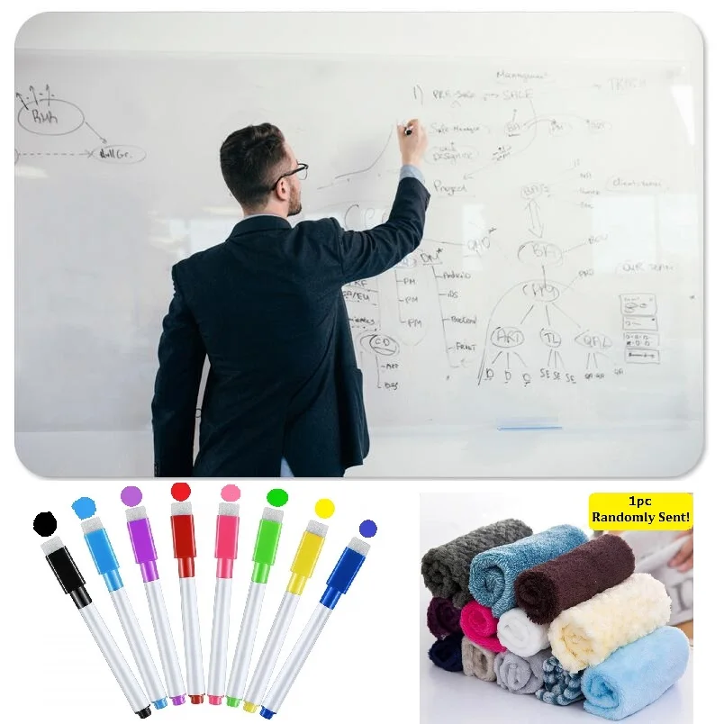 Transparent Self-Adhesive Dry Erase Board for Office Meeting Board Kids Drawing Board Wall Stick Clear Writing Board Memo Board office school supplies self adhesive writing message white board removable decorsticker kids drawing painting toy for whole wall