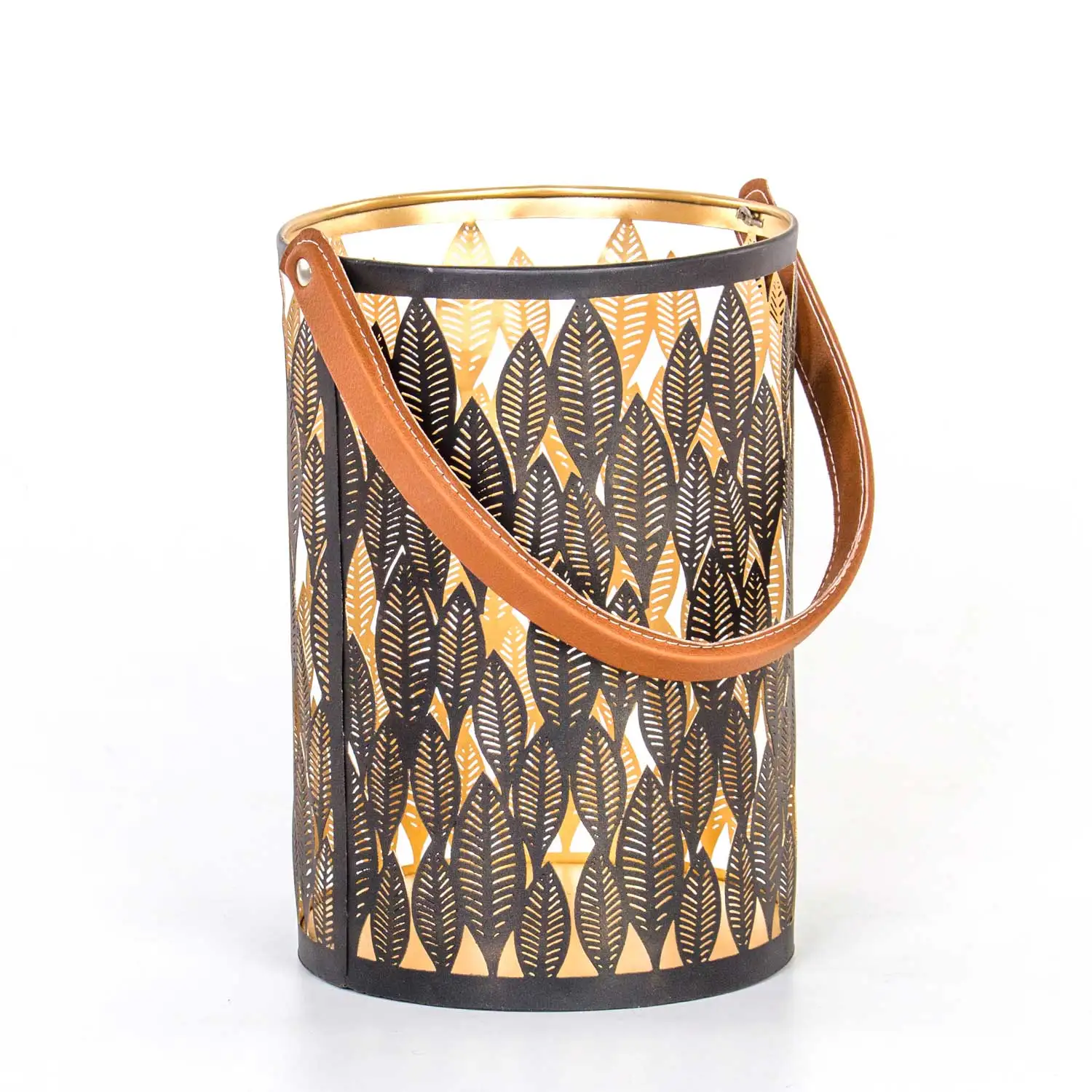 

Euro Flora black Metal candle holder lantern (leaf) 20x30 Cm