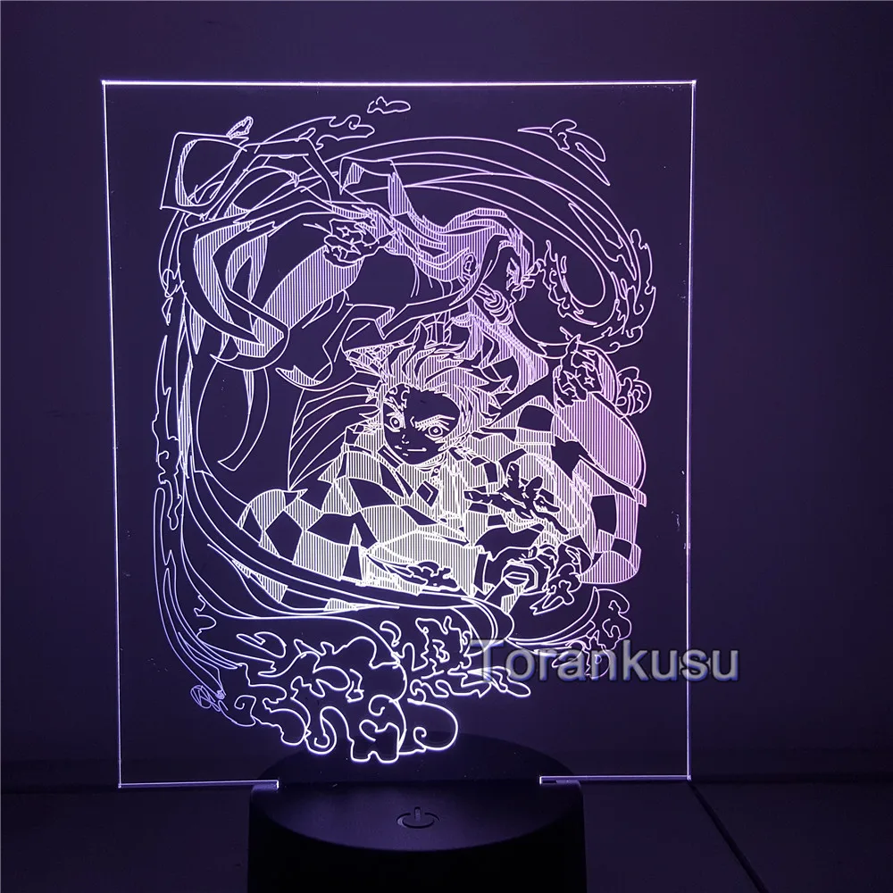 Аниме Демон Истребительница Kimetsu без Yaiba фигурки 3D Цвет изменение светильник