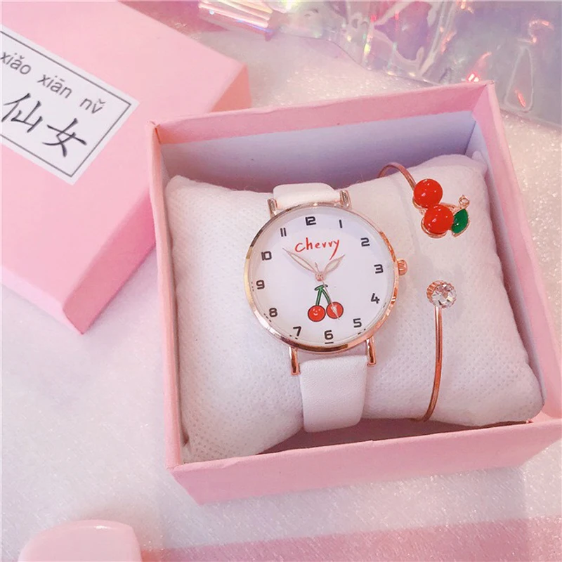 Часы Детские кварцевые с кожаным ремешком милые повседневные для девочек