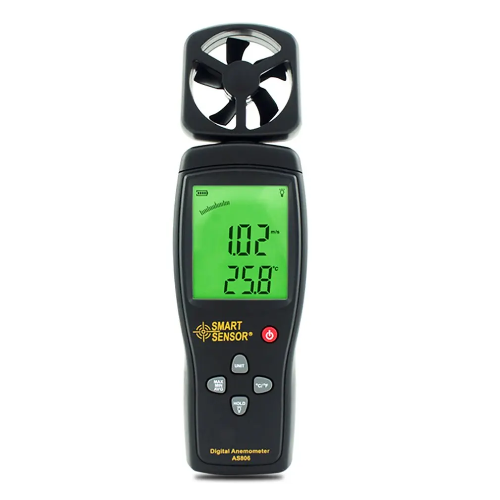 

AS806 Анемометр Высокоточный цифровой анемометр автоматический ЖК-дисплей цветной экран переносной Анемометр