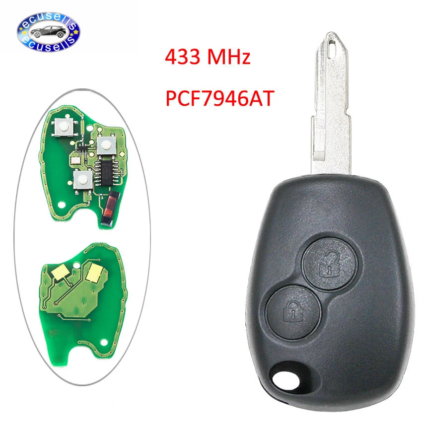 2 кнопки 433 Мгц дистанционный ключ брелок для Kangoo Clio III с чипом ID46 PCF7946AT NE73