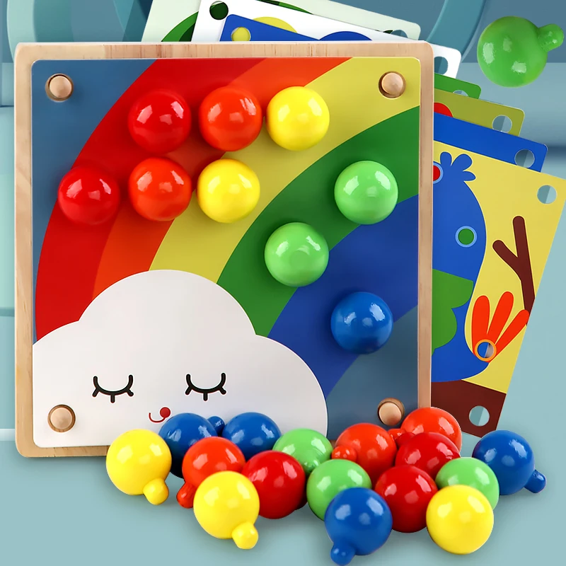 

3d Пазлы для обучения детей, деревянные игрушки Монтессори, крупные зерна, бусины, обучение детей