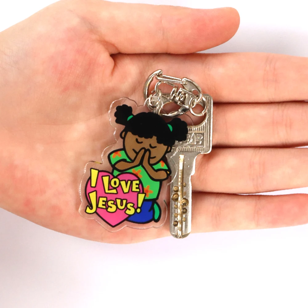 SONGDA новейший акриловый брелок для ключей с надписью Я люблю Иисуса цепочка