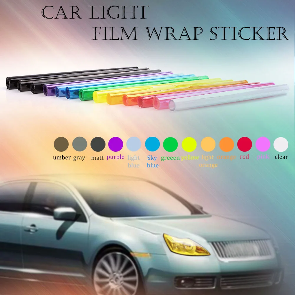 Красочная самоклеящаяся виниловая пленка 12x60 дюймов Универсальная для Cadillac фар