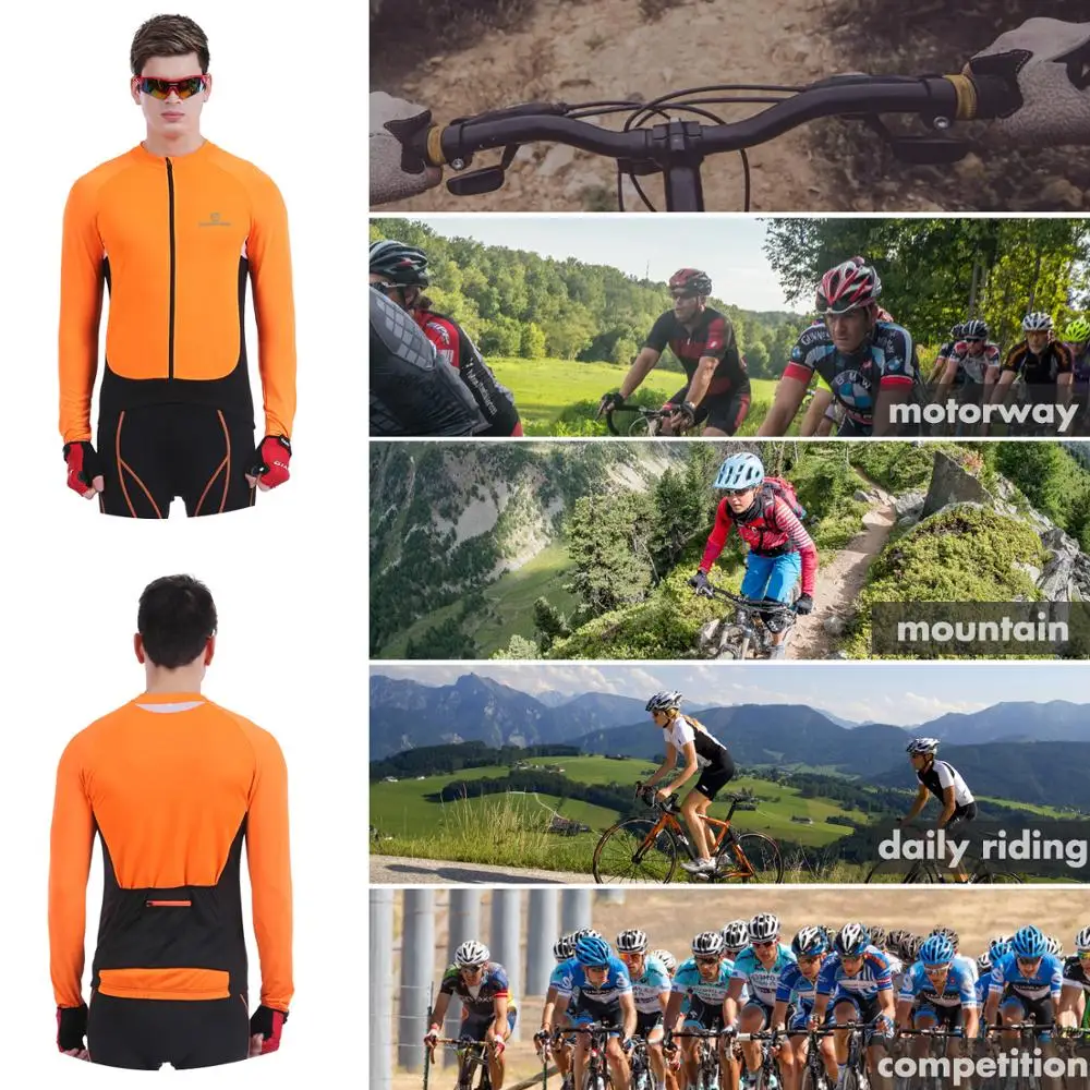 Queshark Мужская однотонная Влагоотводящая шоссейная велосипедная куртка с длинным рукавом велосипедная Джерси велосипедная одежда ветрозащитная
