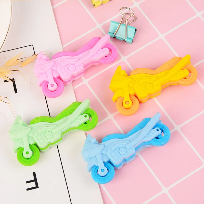 

Children's toy motorcycle school supplies eraser campus fashion student eraser*3pcs
