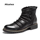 Misalwa европейские США Западные Ботинки Челси мужские Ретро ковбойские ботинки с тройным соединением на молнии мужские короткие ботинки 39-48 Прямая поставка