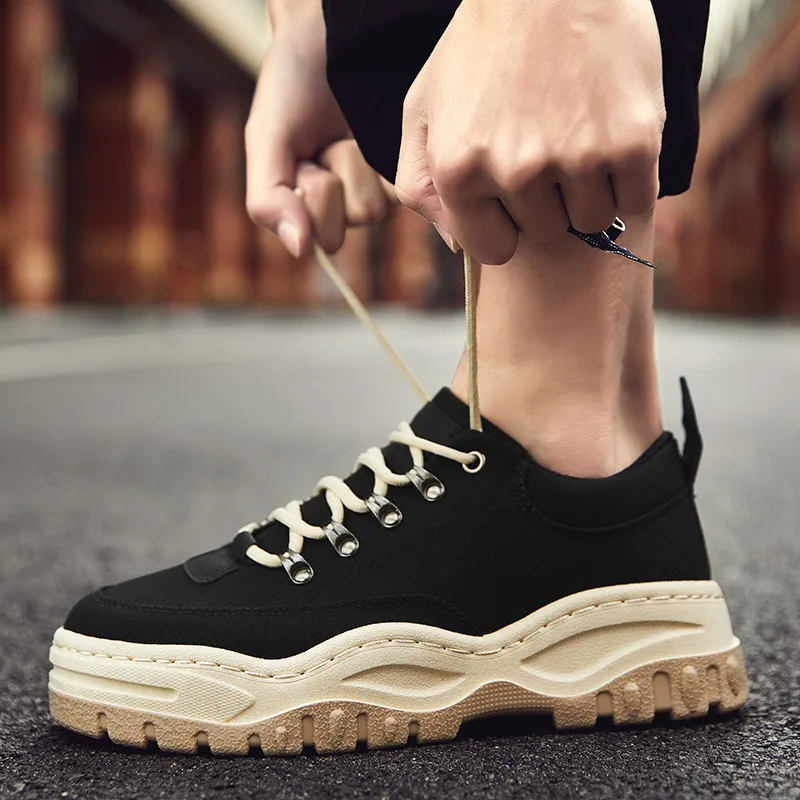 Мужские парусиновые кроссовки с низким верхом удобные повседневные на платформе