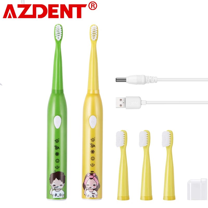 Детская электрическая зубная щетка с 4 сменными насадками|Электрические зубные