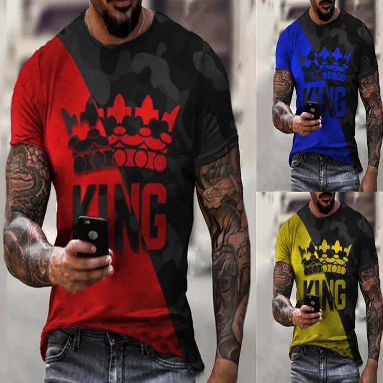 

Men's Summer T shirt tops Loose round neck short-sleeved Tee Tops Print cotton T-shirt Pullover Tops Tshirt For Men Plus Size