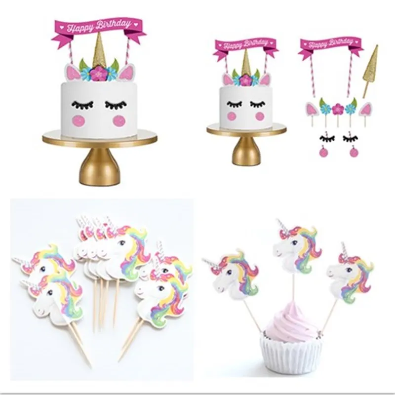

Unicorn Birthday Party Decorations for Kids Unicorn Cakes with Flags Birthday Party Cake Decorations Baby Shower Party Supplies