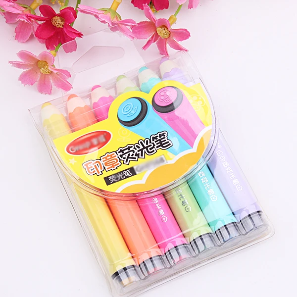 6 шт./лот штамп Красочный Световой карандаш с марки Маркер ручки для рисования