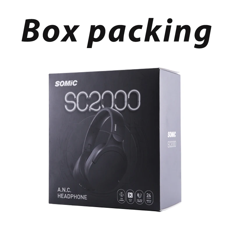 black with box Somic SC2000 беспроводные наушники Bluetooth гарнитура наушники регулируемые наушники с микрофоном для ПК мобильного телефона Mp3 ноутбука - Цвет: black with box
