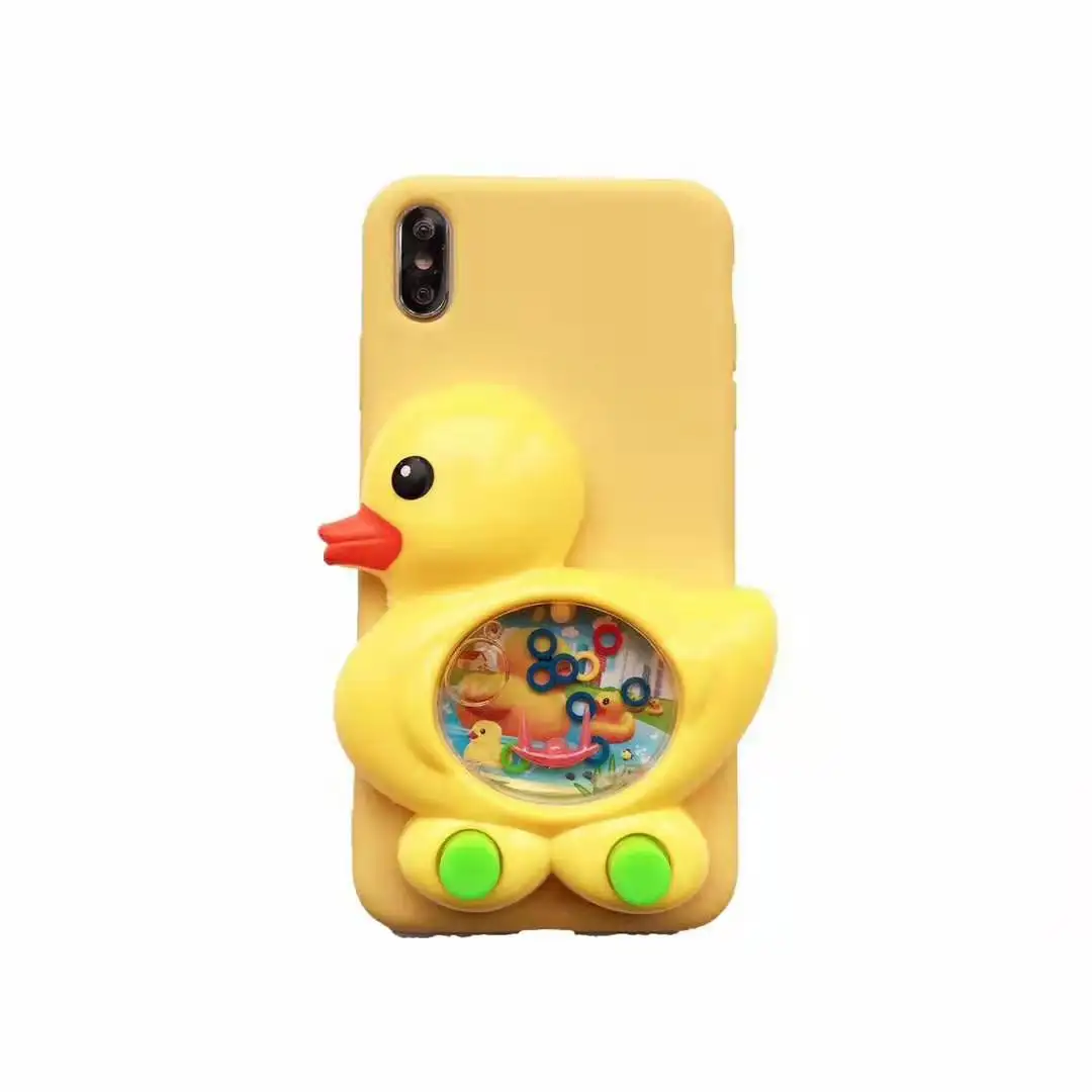 3D Game Duck Case Liquid Soft Silicone Cover for Huawei P8 P9 P10 P20 P30 Lite Pro P Smart Plus Mate 9 10 20 X Reduce Stress Toy |