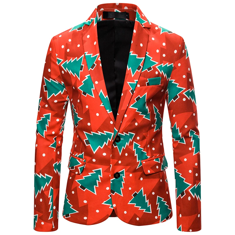 Suit 4 Рождественский костюм для мальчиков, Мужской Блейзер, куртка с цветочным принтом, зеленые вечерние пальто, повседневный приталенный костюм, блейзеры на пуговицах - Цвет: Suit 4