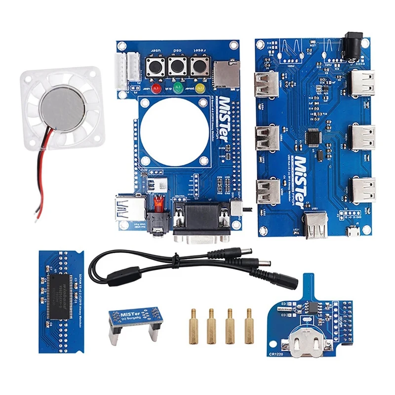 

USB HUB V2.1 Extender Board + Mister SDRAM + Mister-RTC + FPGA IO Board with Cooling Fan Set for Terasic DE10-Nano