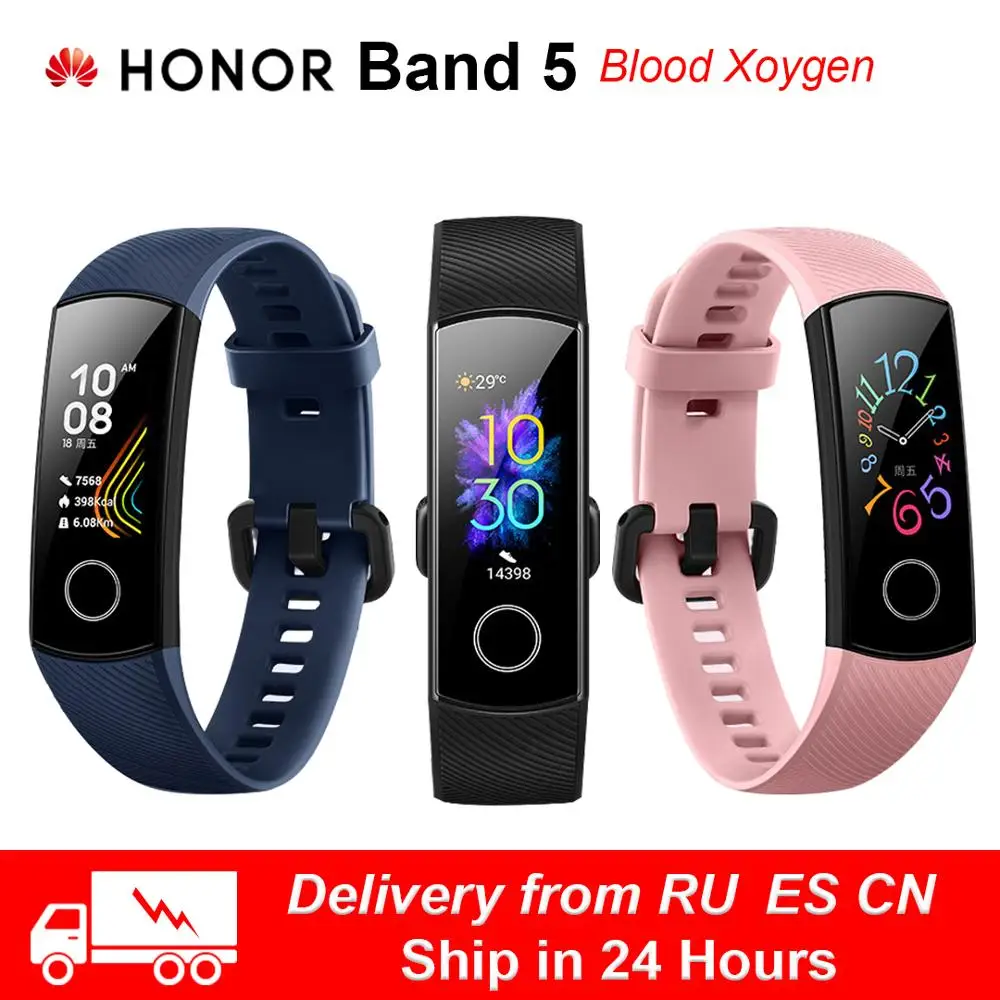 Оригинальные Смарт часы Huawei Honor Band 5 AMOLED с кислородом и сердечком фитнес трекер