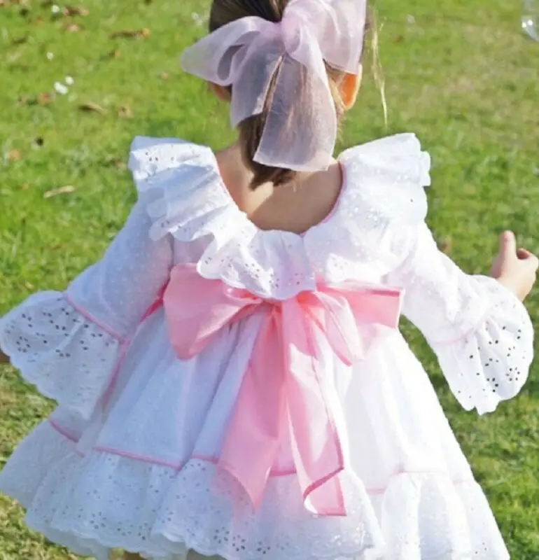 Весенне-осеннее кружевное платье принцессы для маленьких девочек свадебное - Фото №1