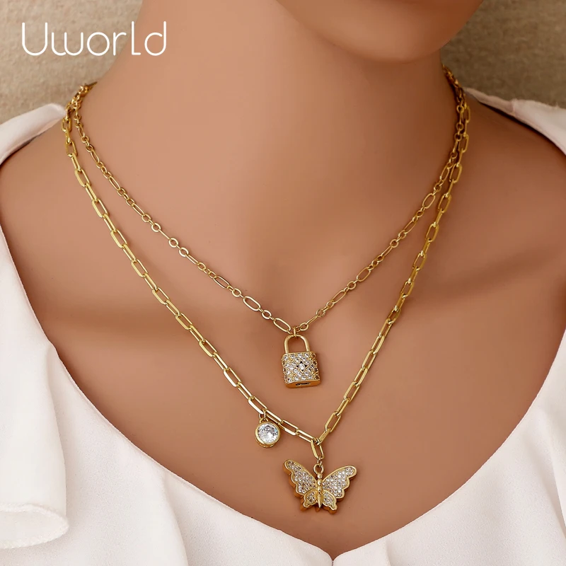 Новинка 2020 модные ожерелья с золотыми кристаллами и бабочками циркониевое