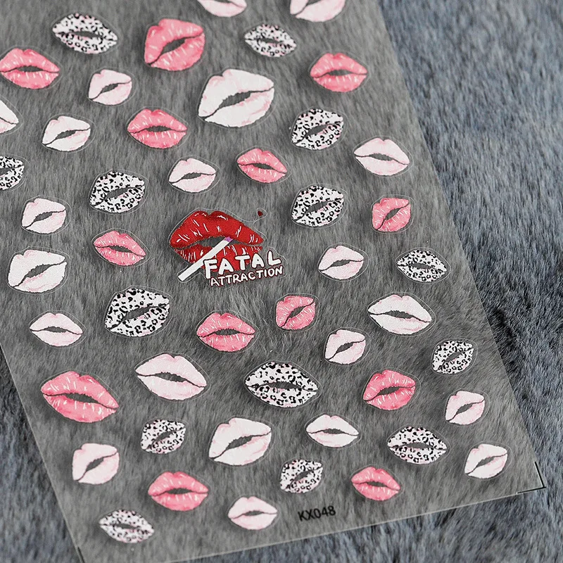 

Рельефная 5D наклейка для дизайна ногтей, новинка, ультратонкая трехмерная серия красных губ на День святого Валентина, декоративная наклей...