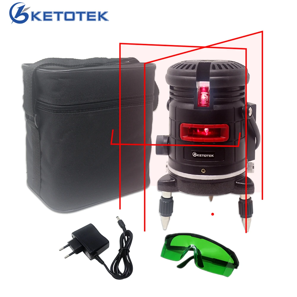 Красный лазерный уровень самонивелирующийся горизонтальный и вертикальный 5