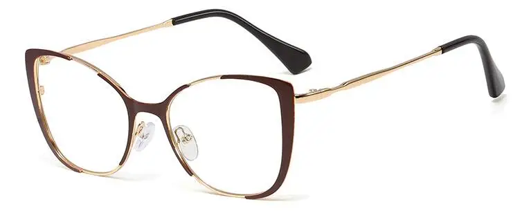deep tea clear lens Новые красные кошачьи очки Оптическая оправа из металла прозрачные линзы очки без рецепта винтажные женские очки хипстерские очки - Цвет оправы: deep tea clear lens
