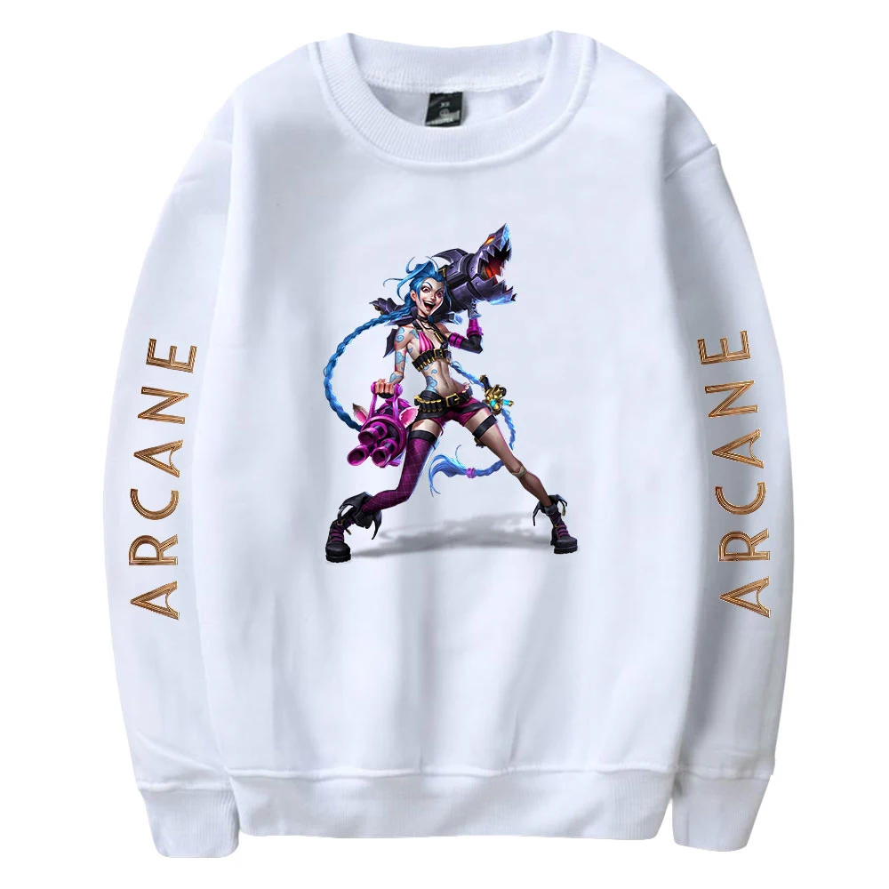 

2021 Arcane Jinx модная новинка свитшот с круглым вырезом для мужчин и женщин пуловер с принтом Harajuku для любителей игр Повседневная Толстовка Одеж...