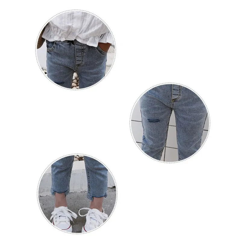 

Fashion Children Toddler Kids Baby Girls Elastic Waist Pants Ripped Denim Clothes Jeans Trousers