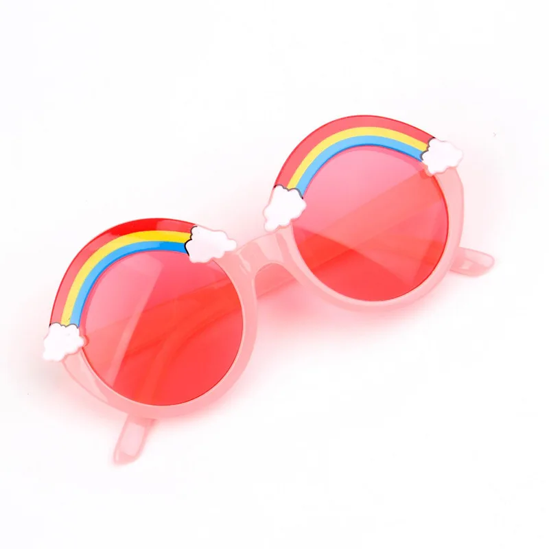 Детские солнцезащитные очки для девочек и мальчиков, брендовые круглые радужные красочные детские солнцезащитные очки, модные розовые сол...