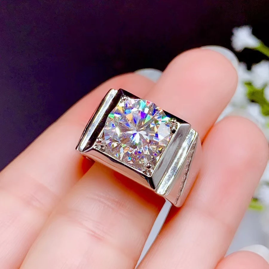 luxury super big size sparking moissanite men ring real 925 silver wedding gift 11*11mm size muscular power style man gift