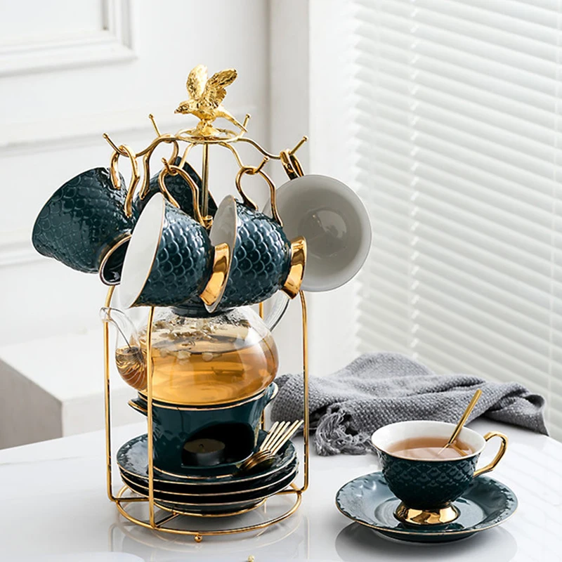 Набор кофейных чашек с золотыми краями в скандинавском стиле роскошная чайная