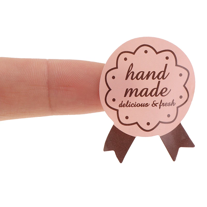

75Pcs "Hand Made" Bow Tie DIY Packaging Seals Sealing Sticker Label Gift Sticker