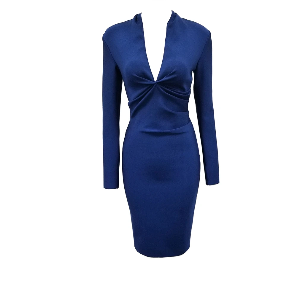 

Vestido Party dress sexy long sleeve midi bandage dress 2019 FW