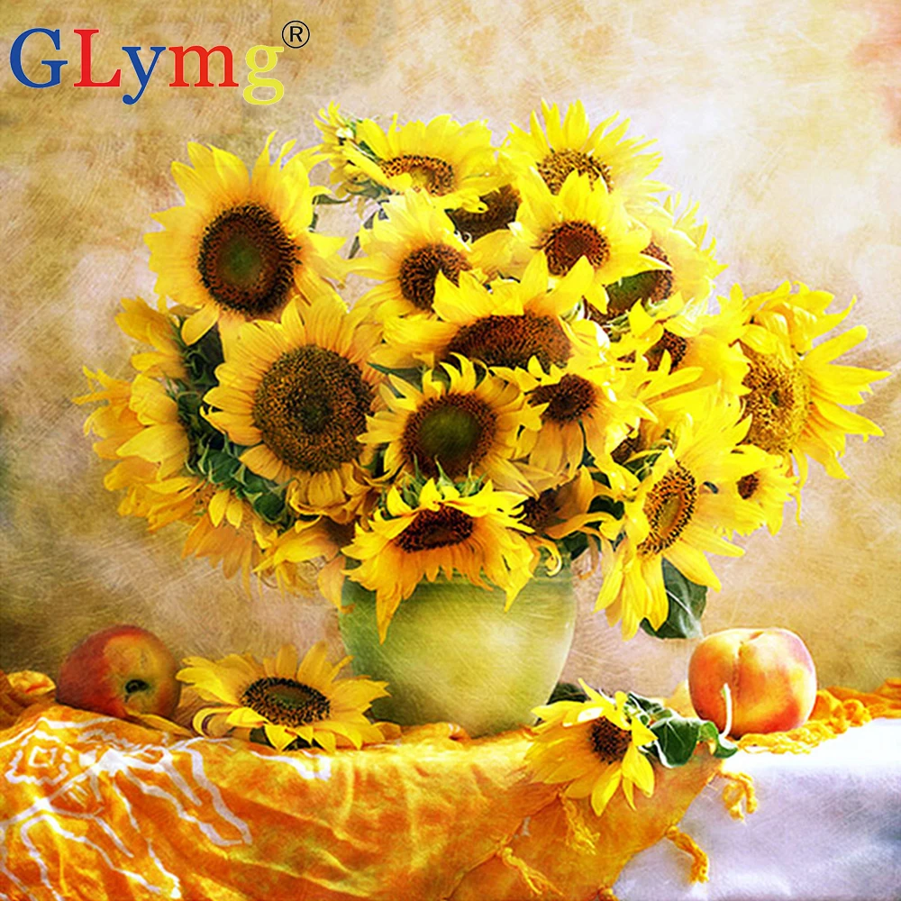 5D алмазное Рисование Подсолнечник Бриллиантовая Вышивка Желтая цветы вышивка