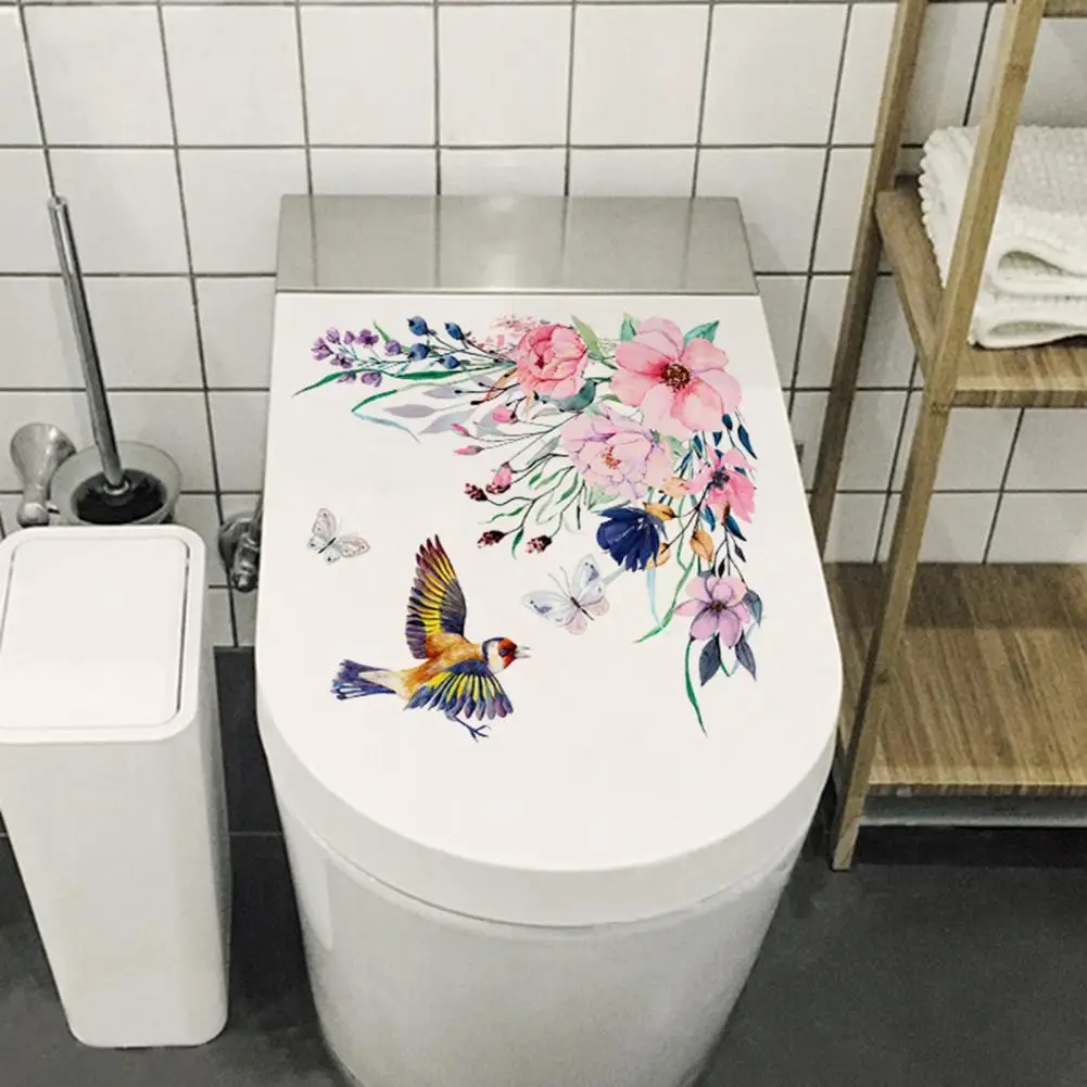 

Durable PVC Portable Self-adhesive Flower Refrigerator Toilet Sticker for Home