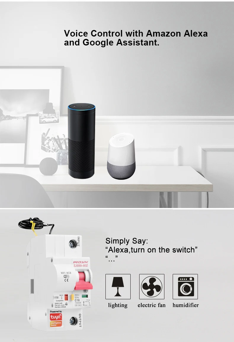 Smart Life(tuya) Приложение 1P WiFi умный выключатель защита от перегрузки короткого замыкания с Alexa google home для умного дома