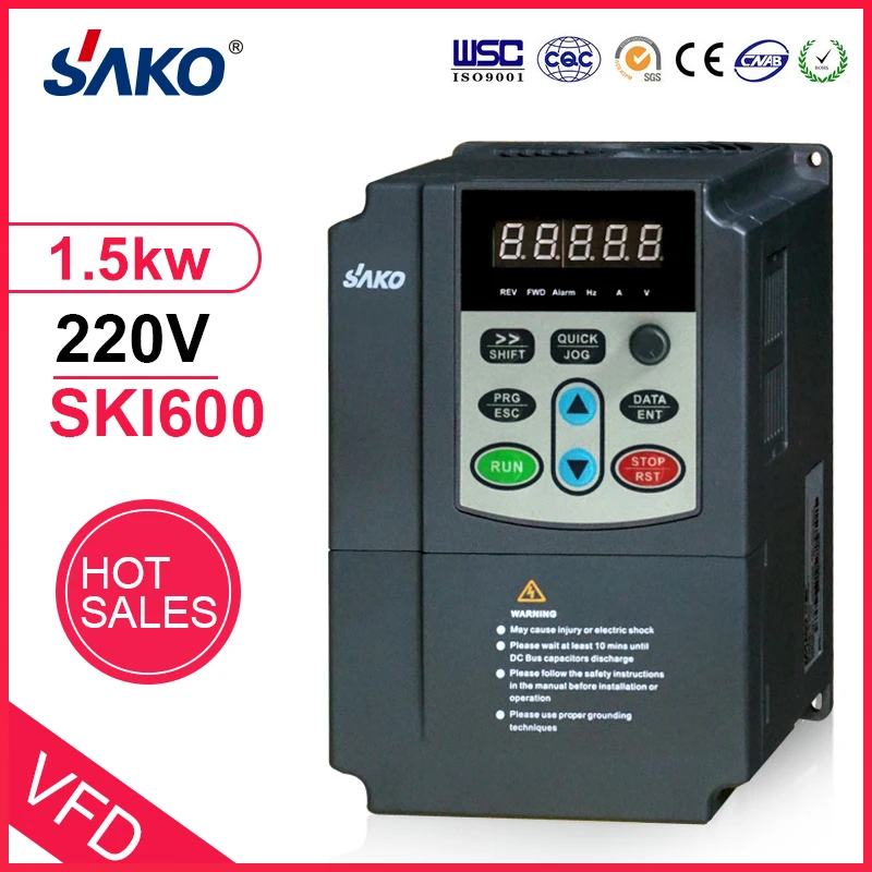 SAKO SKI600 220 В 1 5 кВт однофазный вход 2HP VFD инвертор с переменной частотой для контроля