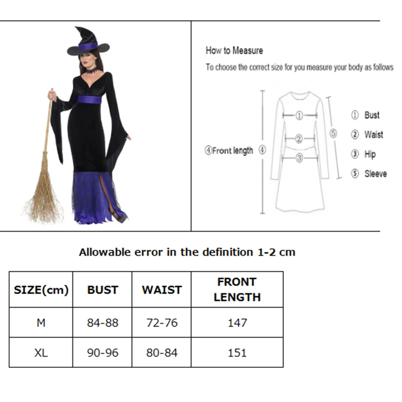Карнавал Хэллоуин женский костюм злого ведьмы элегантный фланелевый магический