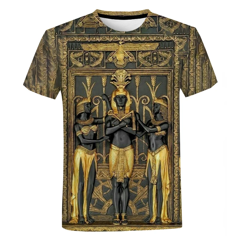

2021 Summer New Retro Style Ancient Horus Egyptian Eye Egyptian Pharaoh Anoubis 3DT shirt for men and women