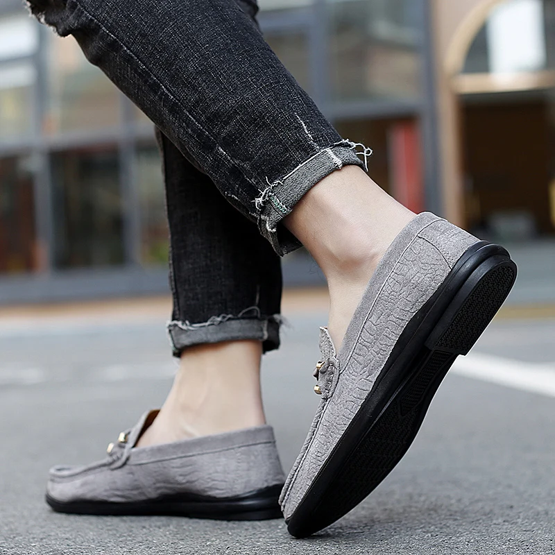 Лоферы мужские из натуральной кожи повседневная Брендовая обувь-топ без