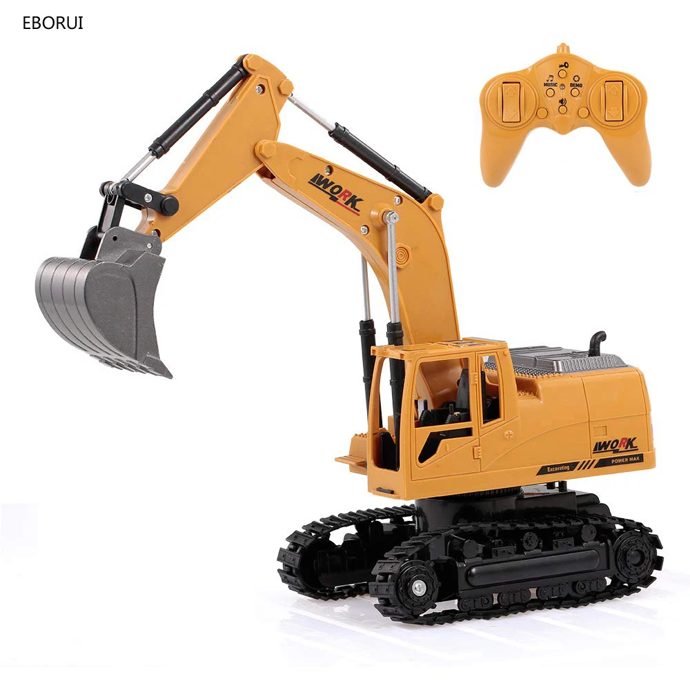 

EBORUI RC Excavator 3853 2.4Ghz 8CH 1:24 Mini RC Truck Alloy Metal Simulated Excavator w/ Music LED Light Gift Toy for Kids