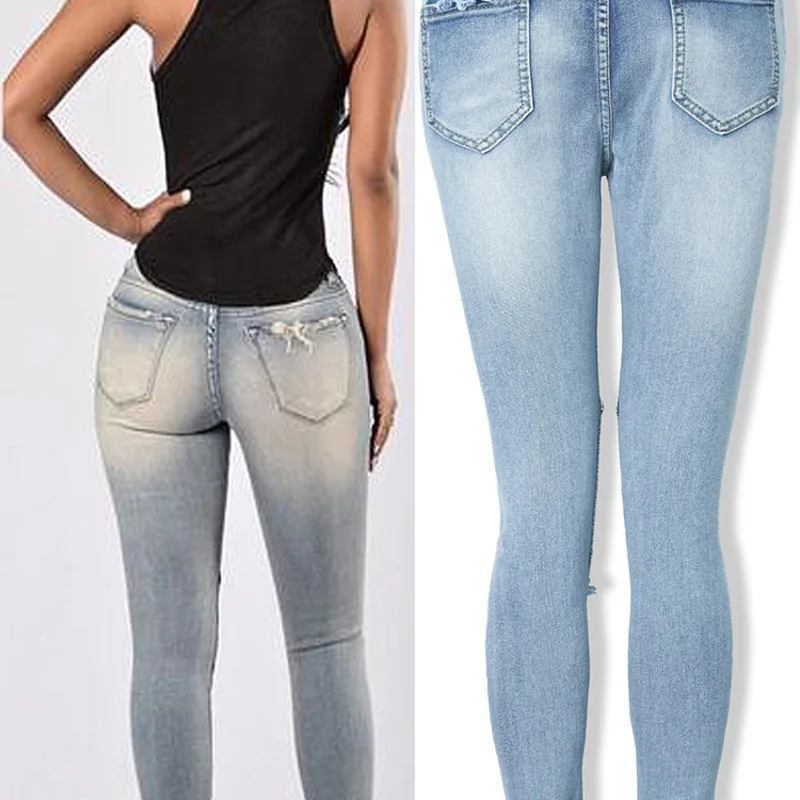 

Speed to sell through EBAY in Europe and the elastic cotton feet pants ripped jeans Boyfriend fold zou a pencil