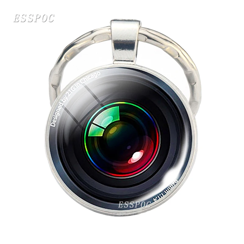 Новый модный стеклянный брелок для ключей с кабошоном рисунком объектива камеры