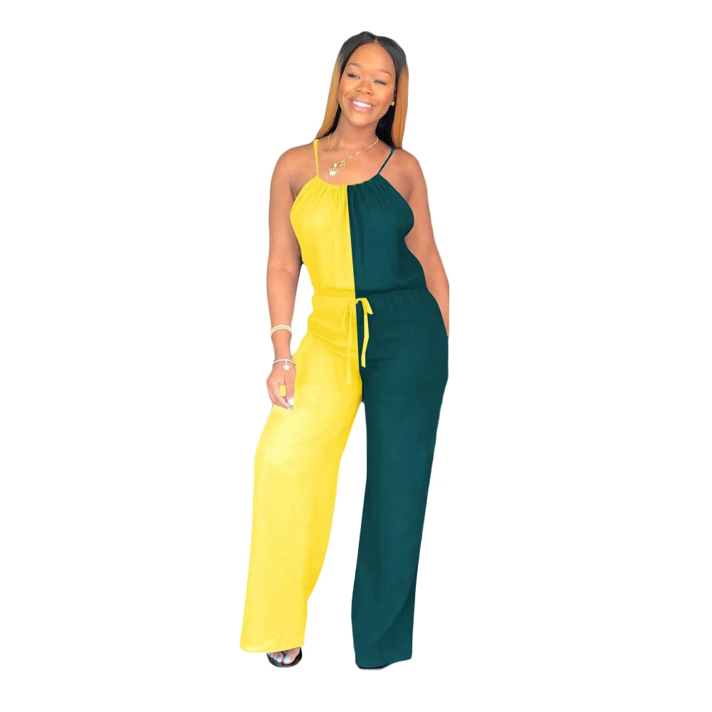 

2021 Summer Women Jumpsuits Rompers Sleeveless Strap O-Neck Patchwork Sexy Night Club Party Bandage One Piece Outfits Streetwear