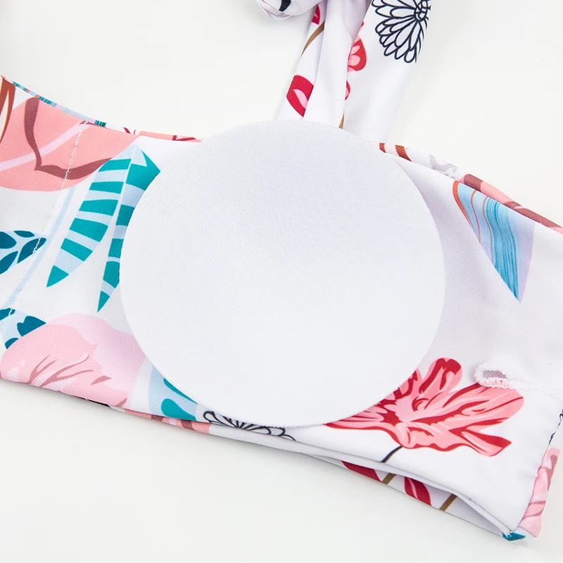 

Knowbot Tied Shoulder Bandeau Women's Bikini Sets Two Piece High Waist Swimsuit Female Sexy Print Bathing Suit Beach Wear